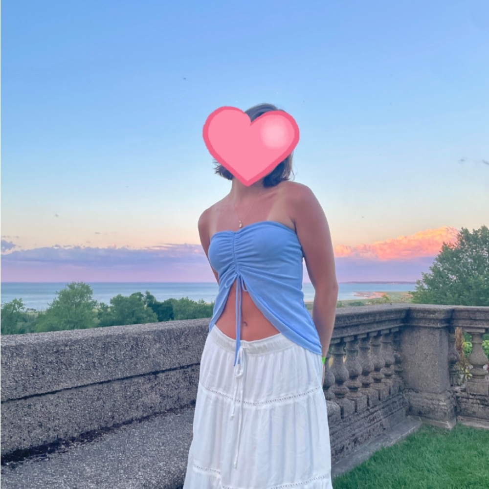 Blue cinch front tube top- S